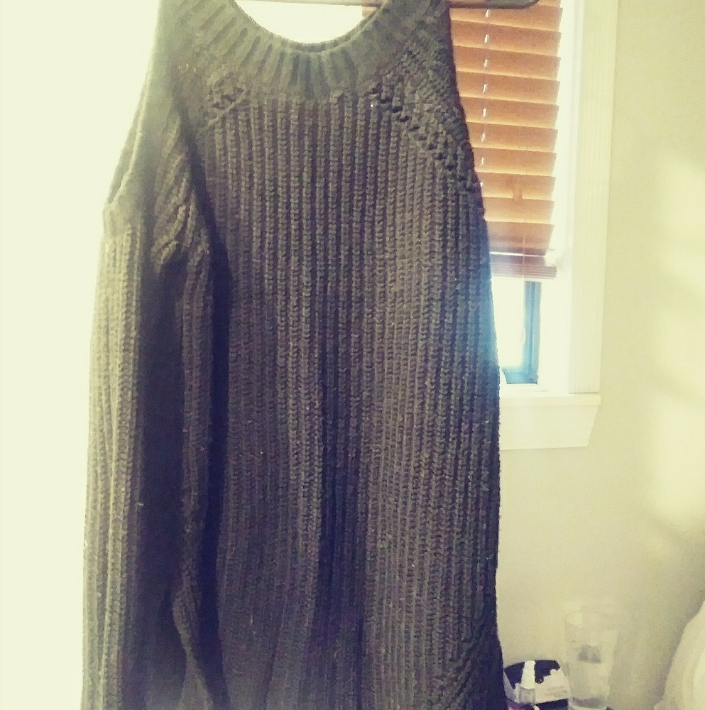 Black open sweater